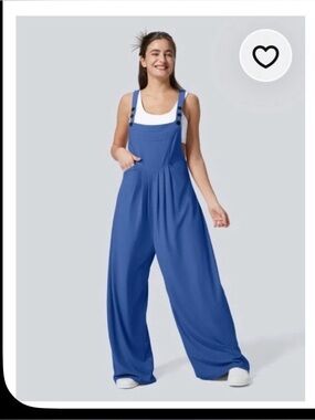 HALARA Blue Wide-Leg Pinafore Jumpsuit